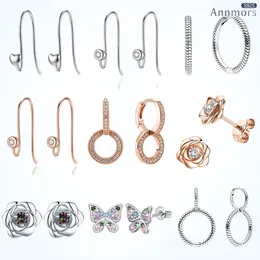 Stud -oorbellen Annmors 925 Sterling Silver Rose Gold Series Hoop voor vrouwen Earring Pendientes Ley Originele sieraden