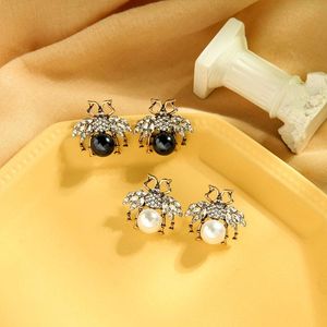 Boucles d'oreilles à clous pour femmes, couleur or Antique, Imitation de perle baroque, insecte abeille, vente en gros, mode d'été 2023