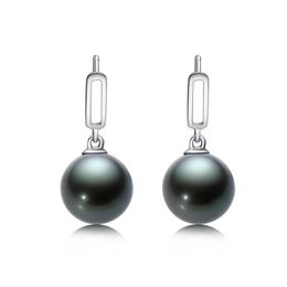 Boucles d'Oreilles Clou Anu Or Massif 18K 9-10 Mm 8-9mm Perle Noire de Tahiti Goutte d'Eau de Mer Pour Femme Vacances Et Cadeaux