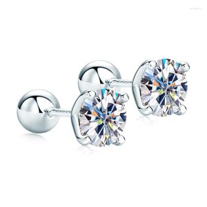 Stud Oorbellen Anziw 2.0ctw D Kleur Moissanite Studs Originele 925 Zilveren Bal Schroef Terug Sieraden Voor Vrouwen Mannen