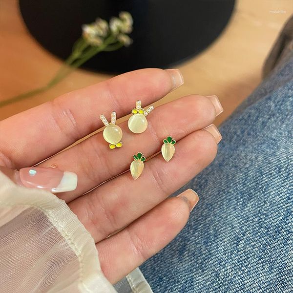 Ohrstecker AOMU Süße gelbe transparente Opal-Imitationsperle Karotte unregelmäßige geometrische Ohrstecker für Frauen Schmuck
