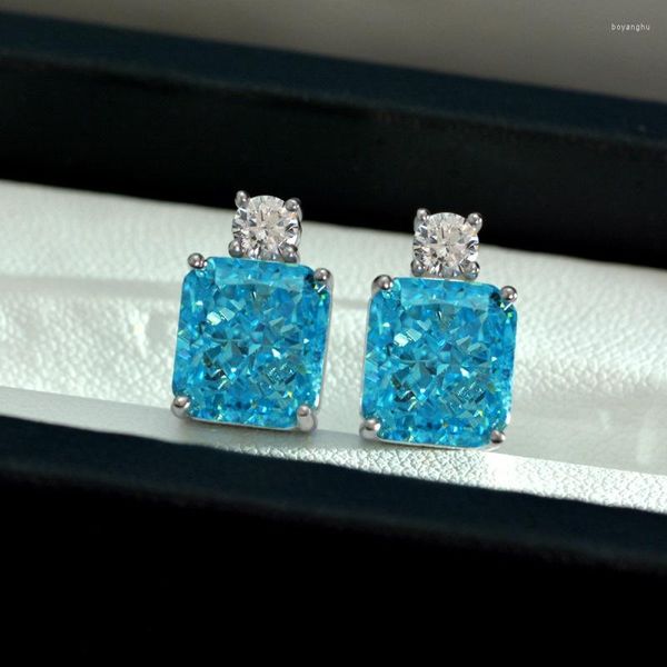 Boucles d'oreilles Apaison bleu ciel haute teneur en carbone diamant boucle d'oreille 925 en argent Sterling pour femme fête bijoux fins en gros