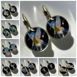 Boucles d'oreilles à clous, princesse de la forêt elfe bleue, Cabochon en verre français, bijoux pour femmes, année spéciale, arrivée