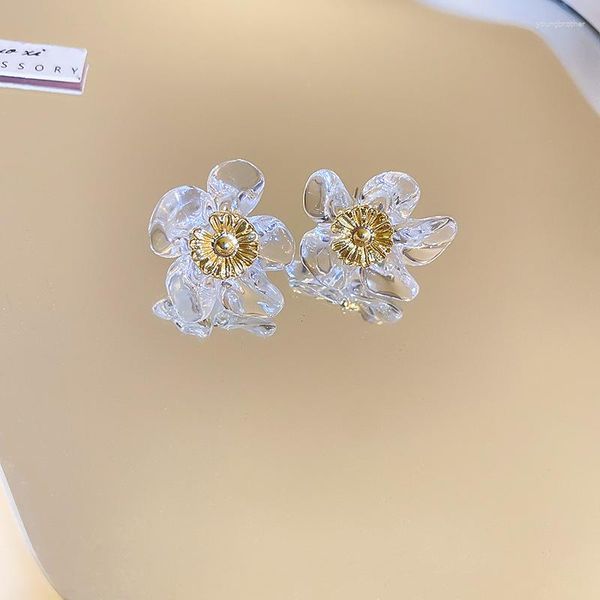 Boucles d'oreilles arrivée mode plante femmes à la mode résine fleur petit Simple élégant en gros femme bijoux