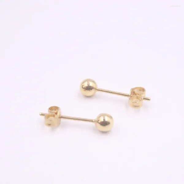 Boucles d'oreilles à tige en or jaune pur 18 carats pour femme, boule porte-bonheur lisse, 0.8-1g, 4 mmw, arrivée