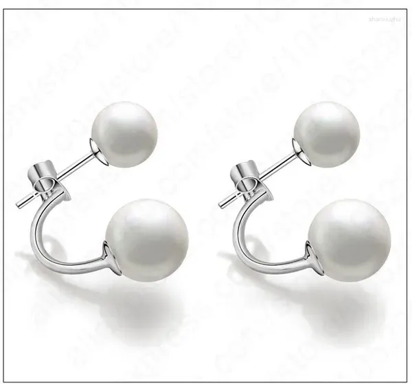 Pendientes de semental Llegada Real Pure 925 Sterling Silver Double Natural Round Beads Joya Nice Party Gift