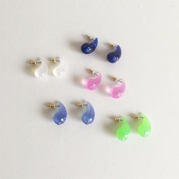 Stud pendientes llegadas encantadora lágrima gota de agua transparente blanco verde azul marino rosa iridiscencia para mujer chica joyería