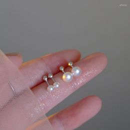 Boucles d'oreilles arrivent mode vis ronde perle d'eau douce perle pour femmes filles fête mariage Piercing bijoux cadeaux Eh967
