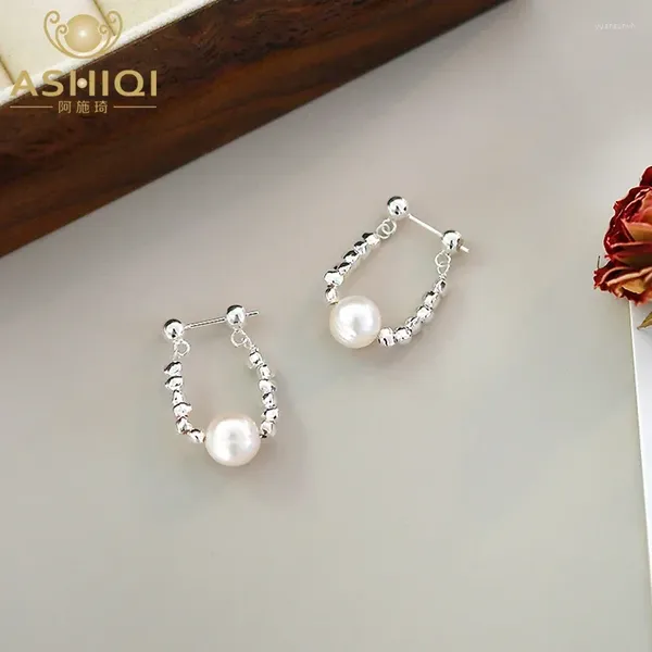 Pendientes de tachuelas Ashiqi 925 STERLING STERRING NATURAL PERLA DE AGUA FUERA BRODADA PARA Mujeres Noveces de joyería Tendencia para vender