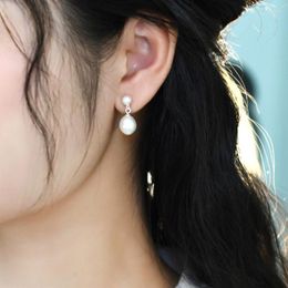 Boucles d'oreilles clous ASHIQI perle d'eau douce naturelle 925 bijoux fantaisie en argent pour femmes cadeau tendance