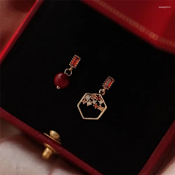 Pendientes asimétricos de Acacia para mujer, botella de vino tinto, Plata de Ley 925, joyería de regalo para novia de alta calidad