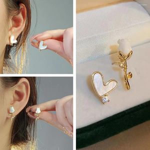 Boucles d'oreilles asymétriques en forme de fleur et de Rose pour filles, bijoux doux, cadeau à la mode pour femmes