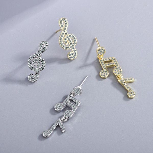 Boucles D'Oreilles Asymétrique Personnalité Notes De Musique À La Mode Oreille Cristal Pavé Argent Couleur Strass Boucle D'oreille Femmes Accessoire Lady Dangle