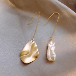 Boucles d'oreilles asymétriques, perles d'eau douce baroques, Style européen et américain, personnalité, mode, accessoires de voyage MS
