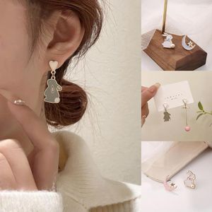 Stud -oorbellen asymmetrie van mode schattige maan ster earring kersen bloesem accessoires trend feest sieraden cadeau