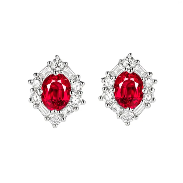 Pendientes de tuerca AU750 Pendiente de oro de 18 quilates Joyería elegante Diseño clásico Sangre de paloma Diamantes de rubí natural Moda Personalizar