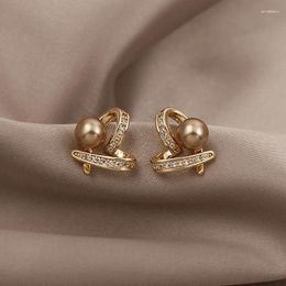 Austyn – boucles d'oreilles tendance, petit cœur, perle Champagne, mode coréenne, bijoux de mariage pour femmes, fête de luxe, pendentif carré