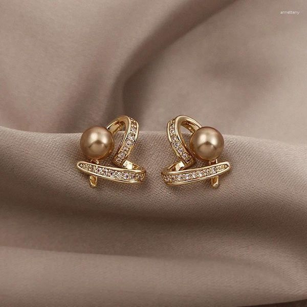 Austyn – boucles d'oreilles tendance, petit cœur, perle Champagne, mode coréenne, bijoux de mariage pour femmes, fête de luxe, pendentif carré