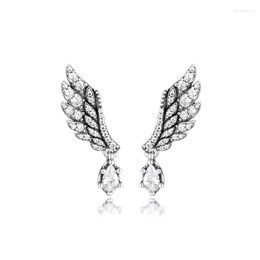 Boucles d'oreilles Authentique 925 Sterling Sier pendante aile d'ange pour les femmes clair Cz boucle d'oreille bijoux originaux anneaux d'oreille Brincos Drop Delive Otl41