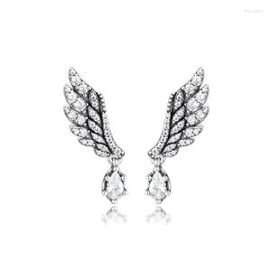 Boucles d'oreilles Authentique 925 Sterling Sier pendante aile d'ange pour les femmes clair Cz boucle d'oreille bijoux originaux anneaux d'oreille Brincos Drop Delive Otl41