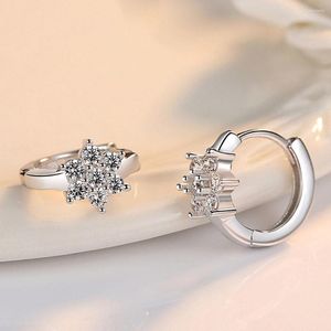 Stud -oorbellen Authentiek 925 Sterling Silver Earring Simple European Style Snowflake Crystal For Women Wedding Party Sieraden Gift