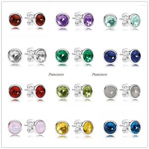 Stud -oorbellen Authentiek 925 Sterling Silver Birthday Gifts Twaalf maanden druppeltjes voor vrouwen bruiloft Gift Fashion sieraden