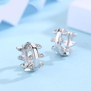 Oorknopjes Authentiek 925 Sterling Zilver Oorbel Eenvoudig Sneeuwvlok Kristal Voor Vrouwen Bruiloft Sieraden Cadeau