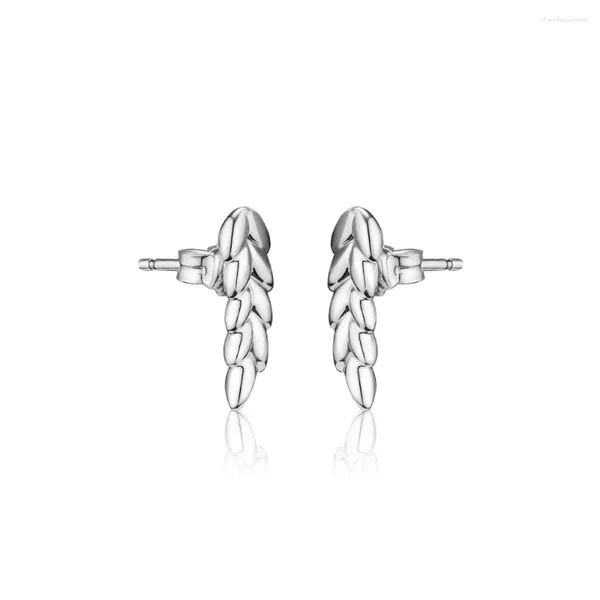 Pendientes de tuerca de Plata de Ley 925 auténtica con granos curvos para mujer, joyería de moda, regalo, bisutería para mujer