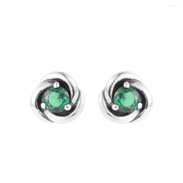 Boucles d'oreilles en argent Sterling 925 authentique, pierre de naissance de mai, cercle d'éternité pour femmes, bijoux fins, oreille de mariage, vente en gros