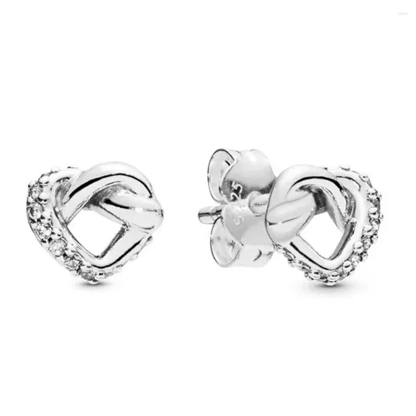 Boucles d'oreilles Authentiques 925 Fashion de cœur noué en argent sterling pour femmes bijoux de bricolage