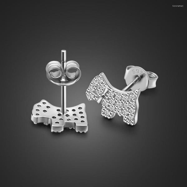 Pendientes de tuerca auténticos de plata de ley 925 con forma de perro para mujeres y niñas, pendientes minimalistas, joyería, accesorios de animales, regalos