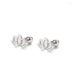 Boucles d'oreilles Authentiques 999 Silver Silver Bringle Fresh Lotus Turnbuckles pour femmes Girl Girl Wedding Party Bijoux Gift
