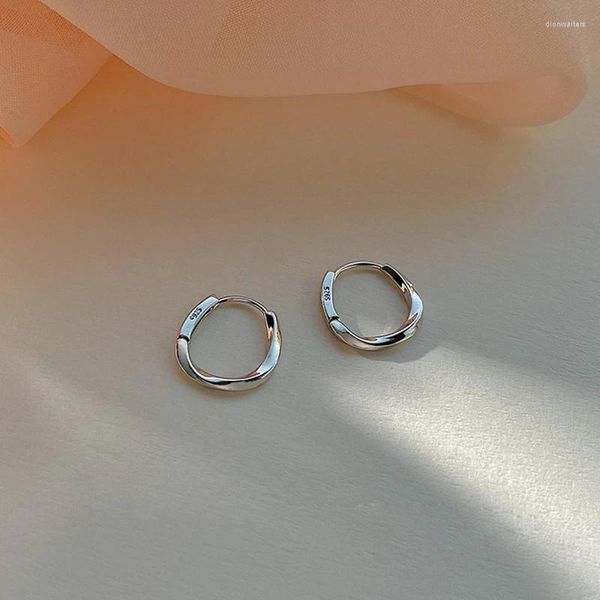 Boucles d'oreilles minimalistes authentiques, couleur argent, cerceau torsadé pour femmes, bijoux à la mode de mariage, cadeau 2024