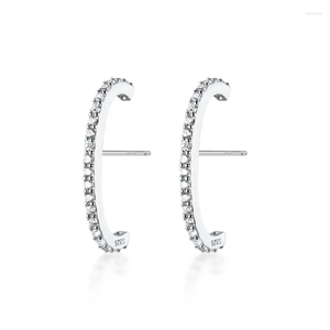 Boucles d'oreilles à tige en argent Sterling S925 authentique, CZ, fil d'os, manchette d'escalade, Piercing, arc, barre, cadeau de fête