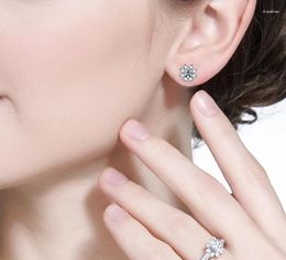 Boucles d'oreilles à tige AXIVY en argent 925 tournesol moissanite plaqué or 18 carats pour femme