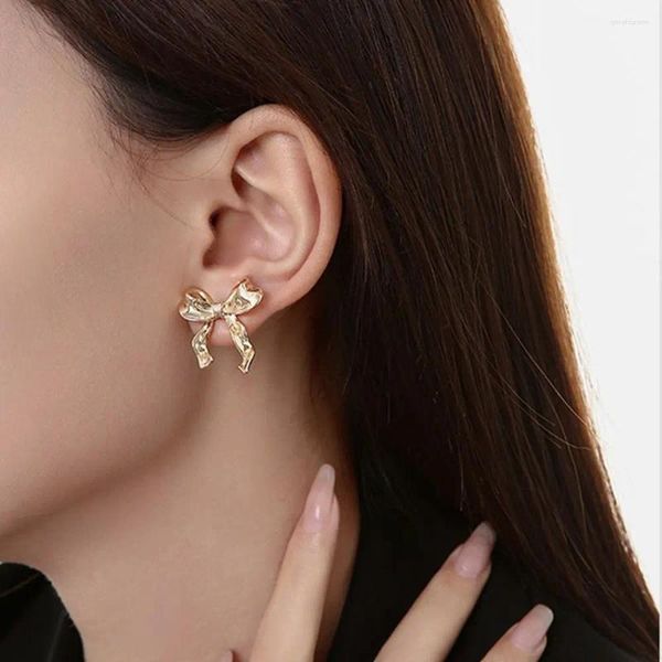 Boucles d'oreilles Balletcore, nœud de ruban, accessoires de bijoux, Piercing, alliage d'oreille, Style coréen Simple