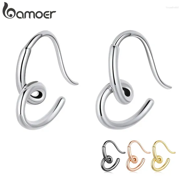 Pendientes de tuerca Bamoer auténtica Plata de Ley 925 corazón Simple pendientes de mujer modelo pequeño para niña joyería fina