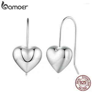 Boucles d'oreilles BAMOER Chunky en argent sterling 925 pour femmes, cœur léger, creux, cerceau hypoallergénique pour filles