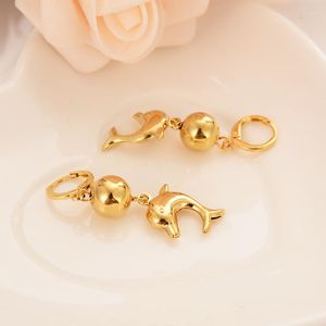 Pendientes de tuerca Bangrui, cuentas bonitas, pendientes de cobre de Color dorado con delfines, regalo para mujer/Gril, abalorio de Animal encantador, joyería para niños, abalorios Diy