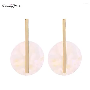 Stud -oorbellen Banny Pink Simple Metal Bar For Women Chic Acryl Tortoiseshell Geometric Round Round Paarspost