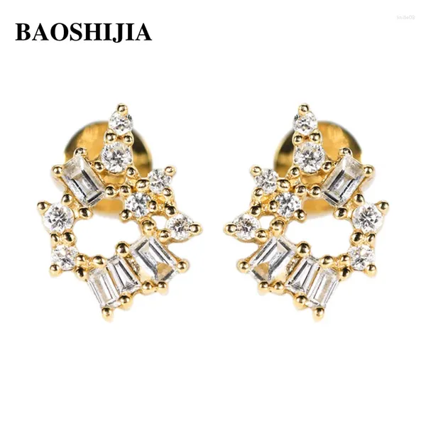 Pendientes BAOSHIJIA Sólido 18k Amarillo/Oro Blanco Diamantes Naturales Hermosa Joyería Mujer Aniversario