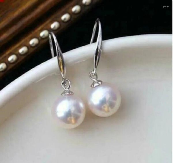 Pendientes de tachuelas Hermosas 6-7 mm 7-8 mm 8-9 mm South China White Round Pearl 14K Gold (caja de regalo)