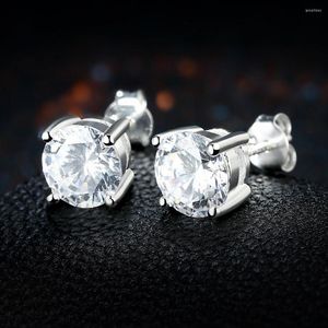 Stud -oorbellen mooie 925 stempel zilveren kleur glanzende kristallen voor vrouwen mode charmeren feest bruiloft sieraden kerstcadeaus