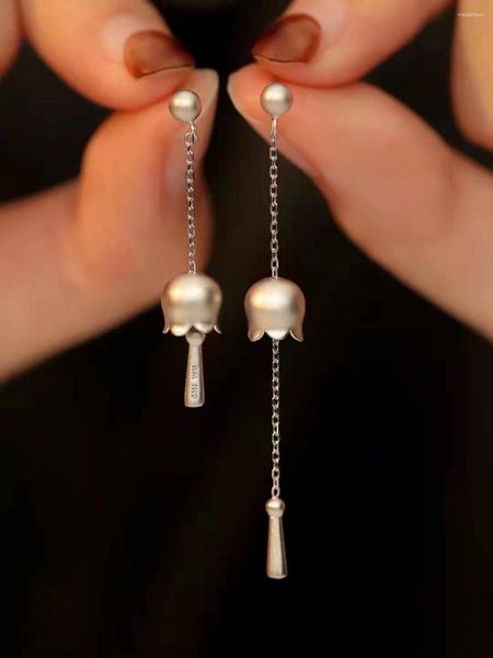 Pendientes De Botón Hermoso Diseño Chino Longitud Irregular Campana De Viento Cadena De Oreja Tachuelas De Campana Moda China-Chic Tecnología Esmerilada