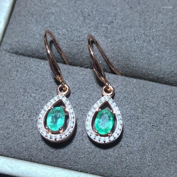 Aretes Hermosa Esmeralda Sólida Plata De Ley 925 2023 Joyería Para Mujer