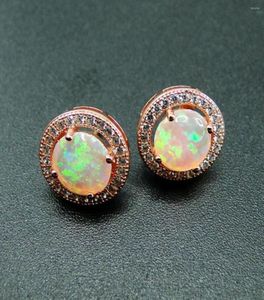 Boucles d'oreilles beaux or rose en 925 Sterling Silver White Couleur Fire Opal Oreing Bround Womens for Gift7645854