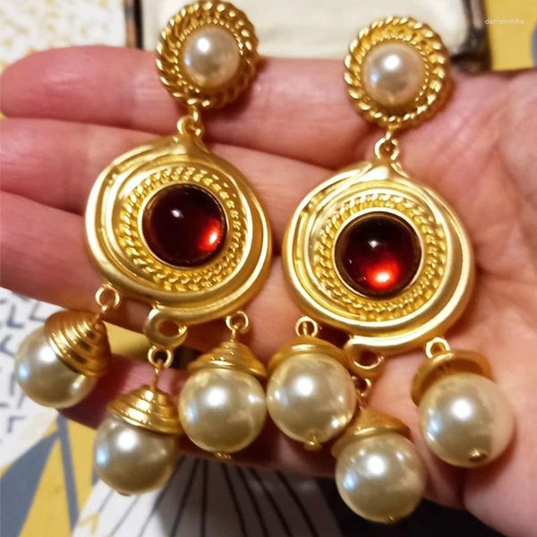 Pendientes de tuerca con perlas de gran barroco para mujer, colgantes hechos a mano, de moda, para boda, blanco, agua dulce Real, regalo de novia para niña