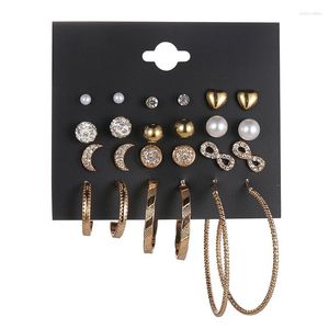 Pendientes de tuerca con diseño de luna y estrella, 12 pares, combinación de joyas de cristal para mujer