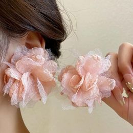 Boucles d'oreilles à goujons fleurs de tissu légères bijoux de tempérament de pétale boho 3XUA