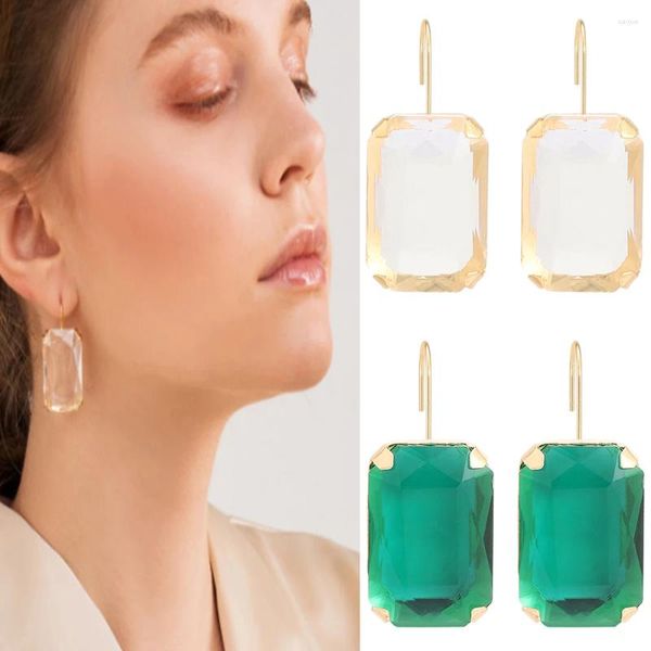 Pendientes de tuerca grandes geométricos de resina acrílica, cristal para mujer, accesorios, moda coreana, pendiente de diseñador llamativo